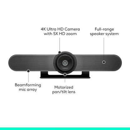 Logitech MeetUp Video Conferencing System 4K 3 Microphones - Black | 1080p/720p, 3 microphones, adjustable speakers, wide field of view 120°, PC/Mac/laptop/MacBook/tablet compatible - style: MeetUp