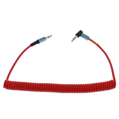 3.5mm Aux Cable Cord Coiled Headphone Cable 3.5mm Aux Extension Stereo Audio Cord Copper Right Angle Suitable for Portable Device Speaker, red