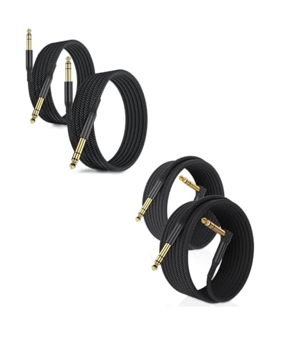 RUXELY Straight 6.35mm TRS Instrument Cable 30FT 2-Pack and Angle 6.35mm TRS Instrument Cable 30FT 2-Pack