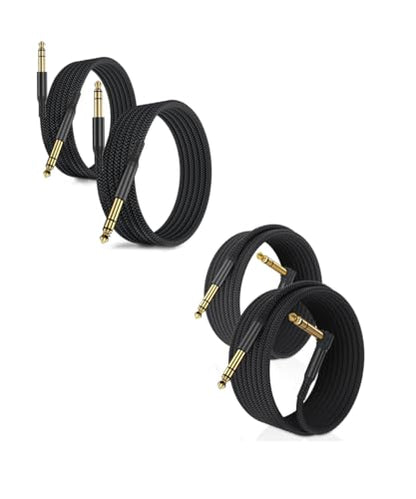 RUXELY Straight 6.35mm TRS Instrument Cable 30FT 2-Pack and Angle 6.35mm TRS Instrument Cable 30FT 2-Pack