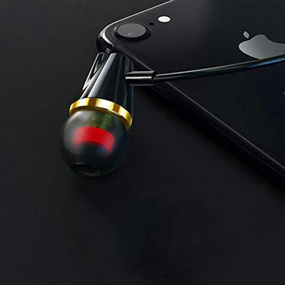 Single Earphone One Side Earplugs with Microphone 3.5mm Plug Single Earbud Stereo Sound Reinforced Cord Compatible with Smartphone MP3,Radio