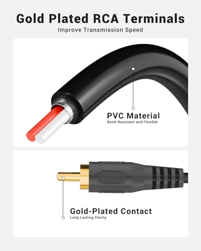 VCELINK RCA Splitter 1 Male to 2 Female, Gold Plated Stereo Audio Cable