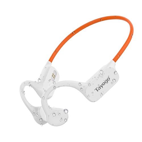 Tayogo IPX8 Waterproof Bone Conduction Bluetooth Headphones – Open-Ear 3-in-1 Bluetooth + FM + Receiver, 15H Playtime, Swim/Running/Cycling Wireless Headset,Compatible T6 Transmitter - color: White
