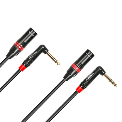1/4 Inch TRS Right Angle to XLR Male Cable, 1 Ft 2 Pack - size: 1 Ft 2 Pack