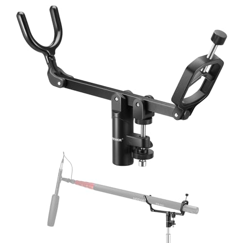 NEEWER Mic Boom Pole Support Holder with 5/8" Stud for Light Stand Boom Arm C Stand, Metal Nonslip DSLR Video Microphone Shotgun Mount Adapter, -15°/+30° Tilt, Max Load: 17.6lb/8kg, CM-NA-2 | For C Stand, Metal, Nonslip DSLR Video Microphone Shotgun Mount