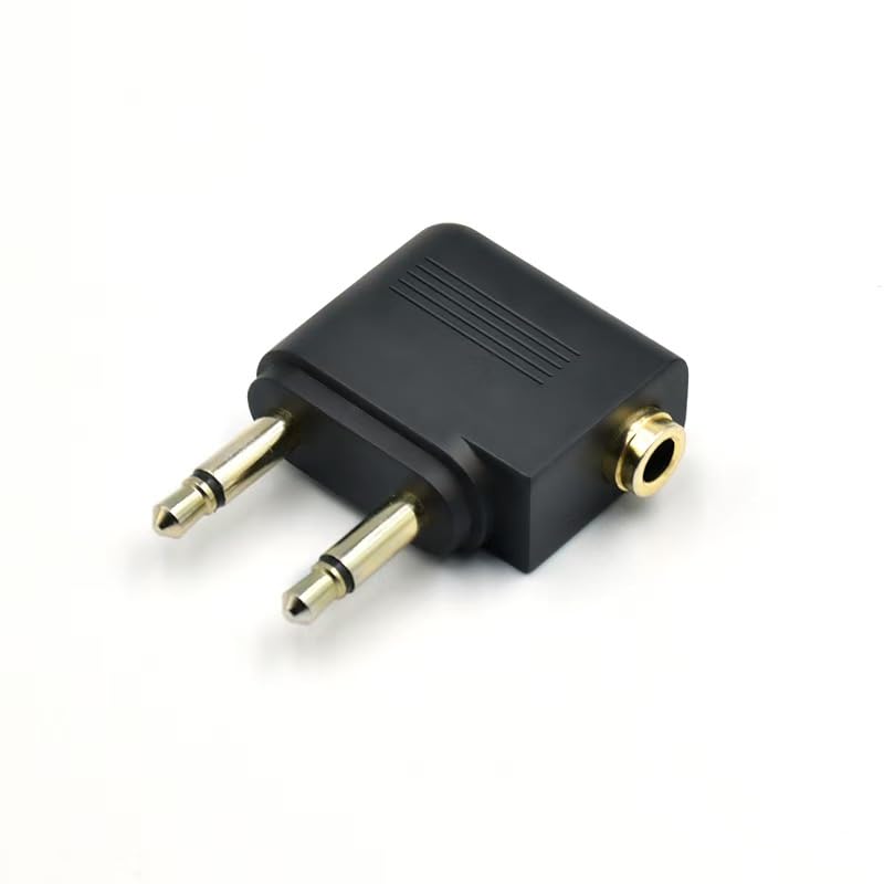 EZYUMM 2-Pack Airplane Headphone Adapter, Dual 3.5mm Male to 3.5mm Female Gold Plated Flight Audio Converter for Airline Entertainment Systems