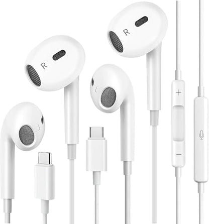 2 Pack USB C Headphones, Wired Earbuds for iPhone 17 16 15 Pro Max, 16e, 16 Plus & 15 Plus, USBC Ear Buds in-Ear Earphones with Microphone & Volume Control, Clear Stereo Sound & Noise Isolation