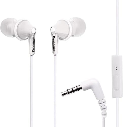 PANASONIC ErgoFit Earbud Headphones with Microphone and Call Controller Compatible with iPhone, Android and Blackberry - RP-TCM125-W - In-Ear (White) - color: White, size: S/M/L, style: With Mic
