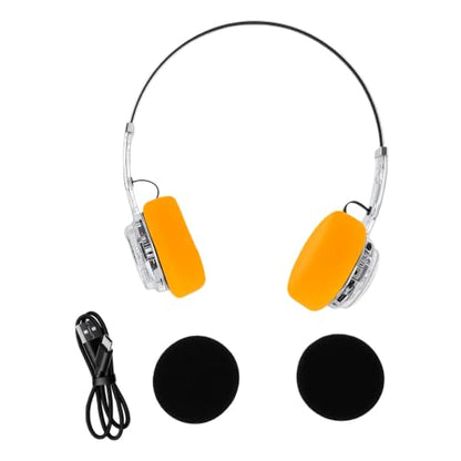 Wireless Retro Headphone, Bluetooth 5.3 On Ear Headset with 40H Playtime, Foldable Gaming Headphones for Travel, Classic Stereo Retro Headset for Adults (Transparent) - color: Transparent