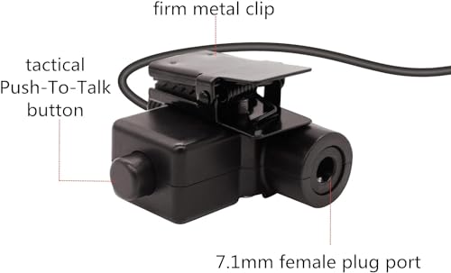 WODASEN Military U94 PTT Adapter Tactical Headset Push to Talk Connector 7.0mm TP-120 to 2 Pin Walkie Talkie for Baofeng UV-5R UV-82 UV-82hp BF-888s AR-152 Archsell AR-5 Kenwood Radio NATO-US Wiring