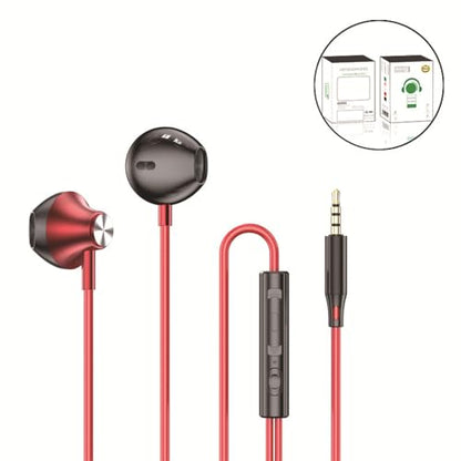 Wired in-Ear Headphones with Microphone, 3.5mm Jack Earphones | 3.5mm Jack Earphones with Remote and Mic. Compatible with Smartphones. Use in everyday routines. For practical routines. - color: Red, 3.5mm Round Tip
