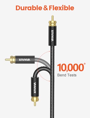 VANAUX Subwoofer Cable Digital Audio Coaxial Cable [24K Gold Plated Connectors] S/PDIF RCA to RCA Cable for Home Theater, Soundbar, Projector, Gaming Console, Amplifier, Speaker (10feet/3m) - size: 10feet/3m