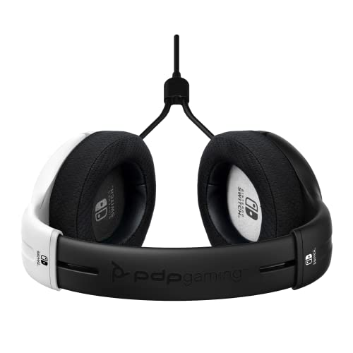 PDP Gaming AIRLITE Stereo Headset with Mic for Nintendo Switch/Switch Lite/OLED - Wired Power Noise Cancelling Microphone, Lightweight, Soft Comfort On Ear Headphones (Black & White) - color: Black & White