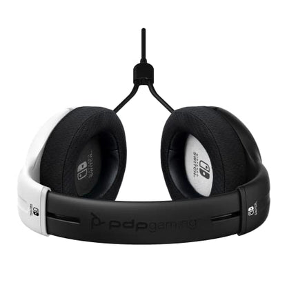 PDP Gaming AIRLITE Stereo Headset with Mic for Nintendo Switch/Switch Lite/OLED - Wired Power Noise Cancelling Microphone, Lightweight, Soft Comfort On Ear Headphones (Black & White) - color: Black & White