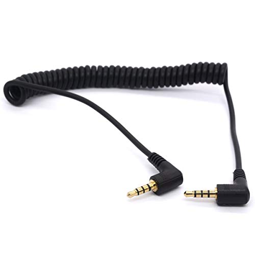 Coiled AUX Cable 3.5mm Audio Cable (- 1.5m/5Feet) | Plug Spring 4-Conductor Aux Stereo Extension Cord for Headphones iPad, iPhone, iPod, Mp3, Mp4, Tablets, Car, Echo Dot