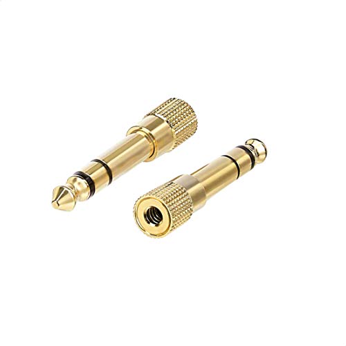 Amazon Basics Gold-Plated 6.35mm 1/4 Male to 3.5mm 1/8 Female Stereo Jack Adapter for Headphones, 2-Pack