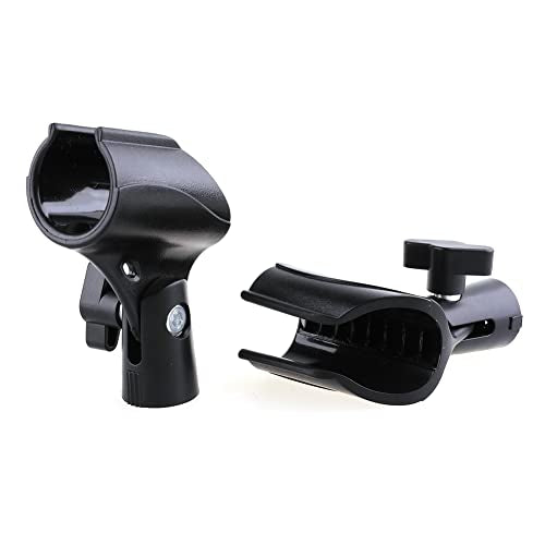 2PC Stands Black Mic Clip for Microphone Mic Clip Holder for Mic Stand with 5/8" Male to 3/8" Female Adapter, 2-pack