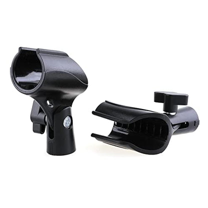 2PC Stands Black Mic Clip for Microphone Mic Clip Holder for Mic Stand with 5/8" Male to 3/8" Female Adapter, 2-pack