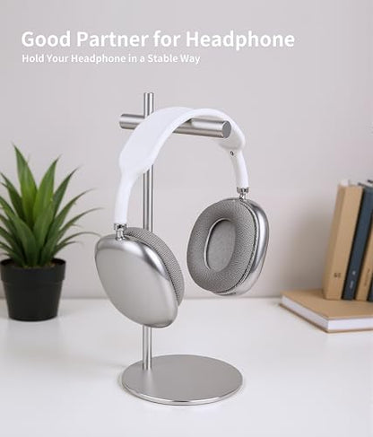 Aluminum Alloy Headphone Stand for Desk with Non-Slip Base - Universal Headset Stand Compatible with Over-Ear, On-Ear and Neckband Headphones (Silver) - color: Silver
