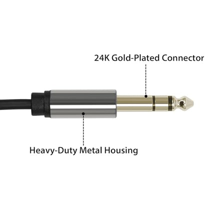 1/4 Inch to RCA Cable, 6.35mm TRS to 2 RCA Audio Cord, 1.3 FT | Gold-Plated Quarter Inch to Stereo Adapter Cable, Oxygen-Free Copper, Double-Shielded for Amplifier, Mixer, Speaker, Sound