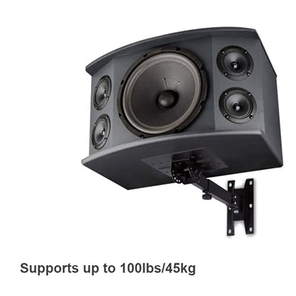 SPS-508 Speaker Wall Mount Stand, Rotatable Angle, Adjustable Swivel Tilt Speaker Mount Bracket, Home Surround Sound System 100 lbs Capacity (2 Packs, Black)