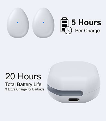 Mini Wireless Bluetooth Earbuds, Tiny Semi in-Ear Headphone Small/Light/Thin for Sleep on Side/Work/Fitness/Run/Drive, Stream Music or Podcasts from iPhone/Android Phones(White Gray) - color: White Gray