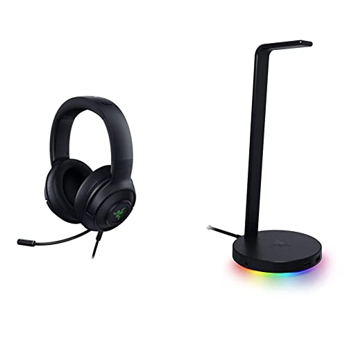 Razer Kraken X USB Ultralight Gaming Headset: 7.1 Surround Sound - Lightweight Frame- for PC - Classic Black + Base Station V2 Chroma