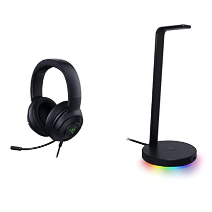 Razer Kraken X USB Ultralight Gaming Headset: 7.1 Surround Sound - Lightweight Frame- for PC - Classic Black + Base Station V2 Chroma