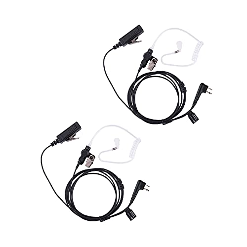 K-Storm Walkie Talkie Surveillance Headset Compatible with Motorola Radio | Acoustic Tube Earpiece with Mic for CP200 CLS1110 DLR1020 XU1100 RDM2070D RDV2080D - color: Black