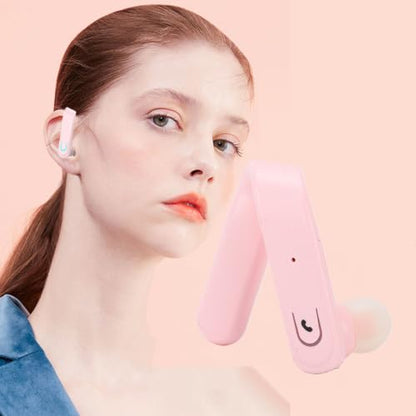 Bewinner Single Ear Bluetooth Headset, 15 to 20 Hour Playtime, IP67 Wireless Bluetooth Earpiece with HD Mic for Trucker Driver Office Travel Laptop Cell Phone (Pink) - color: Pink