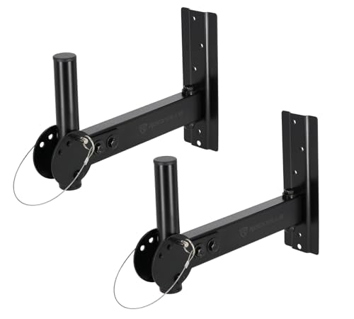 Rockville RPW30 Wall Mount Brackets for PA Speakers with Safety Cable, 35mm, Swivel & Tilt, Heavy Duty, (Pair) | Heavy Duty Steel, 110 lb Capacity Each, Horizontal and Vertical Tilt, Includes Mounting Hardware, for PA Speaker Installation - style: Tilt an