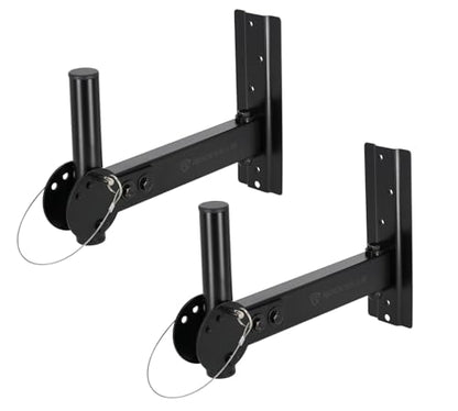 Rockville RPW30 Wall Mount Brackets for PA Speakers with Safety Cable, 35mm, Swivel & Tilt, Heavy Duty, (Pair) | Heavy Duty Steel, 110 lb Capacity Each, Horizontal and Vertical Tilt, Includes Mounting Hardware, for PA Speaker Installation - style: Tilt an