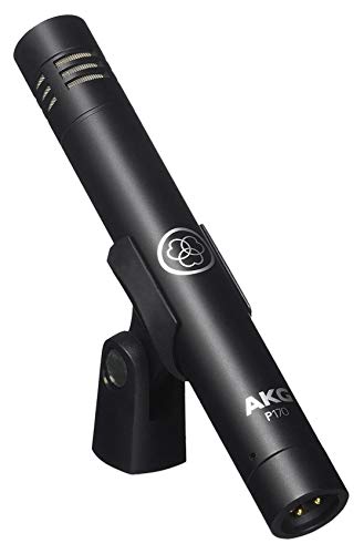 AKG Pro Audio P170 Professional, All Metal, Switchable Attenuation, Small Diaphragm Condenser Instrumental Microphone Silver Blue
