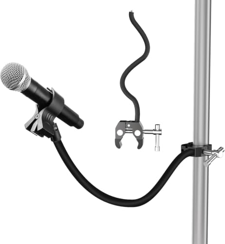 Gooseneck Microphone Stand, 19.69" Flexible Adjustable Arm with Super Crab Clamp Mic Clip, 3/8"-16 to 5/8"-27 Adapter Mount, Compatible with Shure/Fifine/AT2020/Pyle/Blue Snowball/Razer