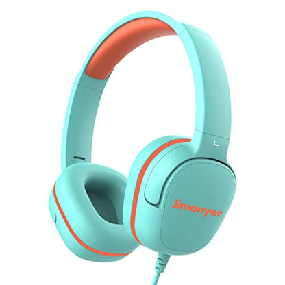 Jimonyer Kids Headphones for School, 3.5mm Jack Wired Headphones for Kids with Safe Volume Limiter, HD Stereo Sound On-Ear Girls Boys Toddler Headphone for Tablet, iPad, Kindle(Green) - color: Green