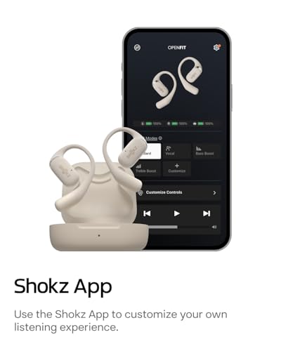 SHOKZ OpenFit - Open-Ear True Wireless Bluetooth Headphones with Microphone, Earbuds with Earhooks, Sweat Resistant, Fast Charging, 28HRS Playtime, Compatible with iPhone & Android (Renewed)