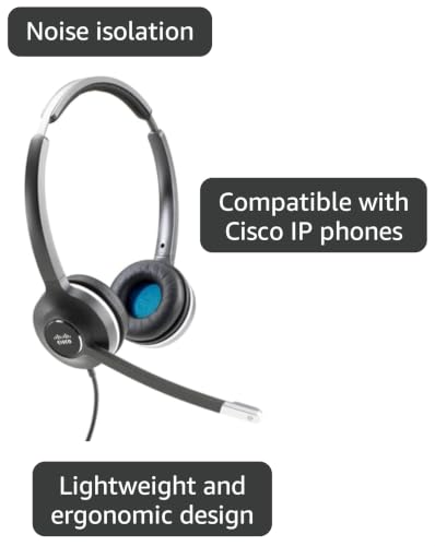 Cisco Headset 532, Wired Dual On-Ear Quick Disconnect Headset with RJ-9 Cable, Charcoal, 2-Year Limited Liability Warranty (CP-HS-W-532-RJ=)