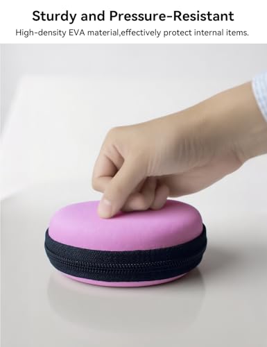 Earphone Case MAS CARNEY Headphone Earbud Hard Protective Carrying Case Bag - color: Pink, style: Round