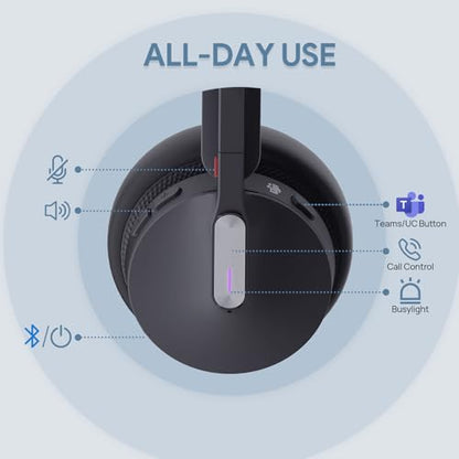 Yealink WH64 Dual UC DECT Bluetooth Wireless Headset for Phone PC Cellphone | Zoom Certified Stereo Headphones, 606ft Long Range, 3X Noise Canceling Mic, 32H Talk Time, Mute Botton for Office Call Center - style: WH64 Dual-ear UC