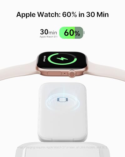 INIU Foldable Magnetic Wireless Charger, Qi2 Certified 3-in-1 Travel Charging Station with 15W Fast Charge - Compatible with Mag-Safe for iPhone 17/16/15 Series, Apple Watch, AirPods (White) - color: White