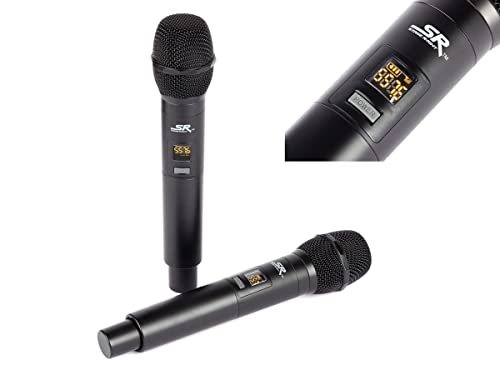 Monoprice 200-Channel UHF Dual Handheld Wireless Microphones System, 262 Feet (80 Meter) Range, Perfect for Church, Birthdays, Karaoke, Weddings, Events - Stage Right Series,Black