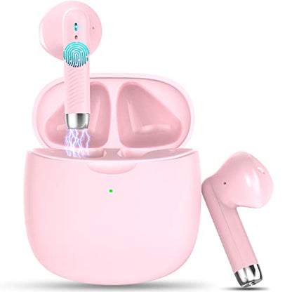 Wireless Earbuds, Bluetooth 5.4 Headphones in Ear with Noise Cancelling Mic | Bluetooth Earbuds Stereo Bass, IP7 Waterproof Sports Earphones, 32H Playtime USB C Charging Ear Buds Pink for Android iOS - color: Pink