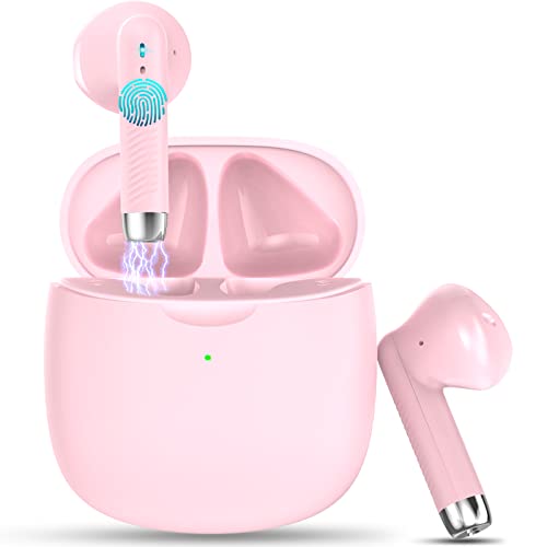 Wireless Earbuds, Bluetooth 5.4 Headphones in Ear with Noise Cancelling Mic | Bluetooth Earbuds Stereo Bass, IP7 Waterproof Sports Earphones, 32H Playtime USB C Charging Ear Buds Pink for Android iOS - color: Pink