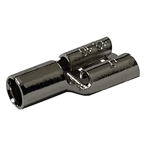 100 Pcs High Temperature Non-Insulated Female Spade Connectors - 12-10 Gauge Quick Disconnect .250 Tab - Wire Splice Connectors for Strong Crimps in Electrical Wire Terminals - Made in USA - size: 12-10 AWG Female 1/4" Tab