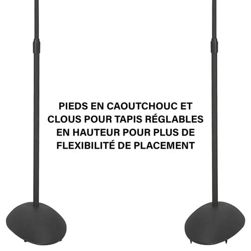 SANUS Speaker Stands for Satellite & Bookshelf Speakers, Fixed & Adjustable Height Options, Stable Floor Stands with Cable Management (Adjustable Height Speaker Stands – HTB3B-03)