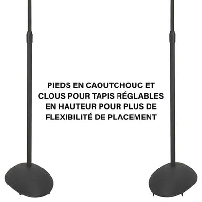 SANUS Speaker Stands for Satellite & Bookshelf Speakers, Fixed & Adjustable Height Options, Stable Floor Stands with Cable Management (Adjustable Height Speaker Stands – HTB3B-03)