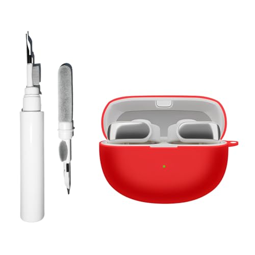[3 in 1] TSVSXS Silicone Case Compatible with Bose Ultra Open Earbuds, Soft Protective Cover for Bose Open Ear Wireless Earbuds with Cleaning Kit Keychain - color: Red
