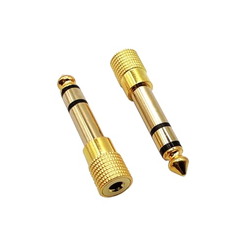 6.35MM Male to 3.5MM Female Adapter 1/4 to 1/8 Audio Adapter for Guitar Headphone 2pcs