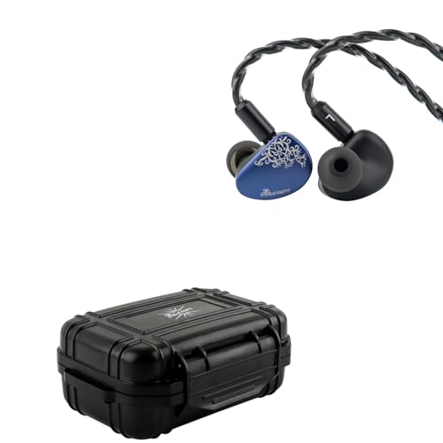 Linsoul Kiwi Ears Cadenza II 10mm Titanium Driver in Ear Monitor, HiFi Wired IEM Earphones with KARS 2.0, Precise Tonal Balance(Blue) Kiwi Ears SONICAP Waterproof Earbud Case(Black)