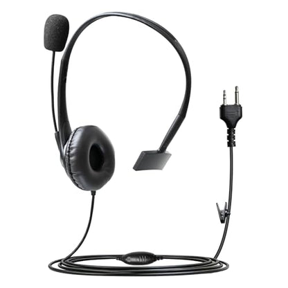 One-side Walkie Talkie Headphones Over The Ear Ptt Headset Boom Microphone Headband Earpiece for Midland 2pin Walkie Talkies (Small Earmuff)
